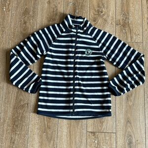 H & M zip Blue & White Striped fleece size 8-10